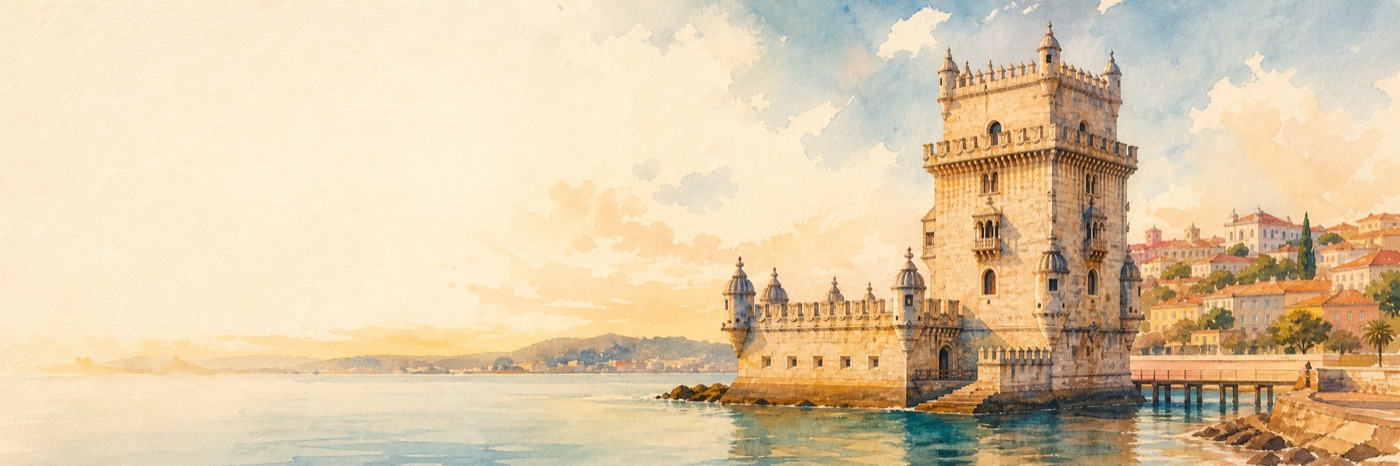 Watercolor view of Lisbon